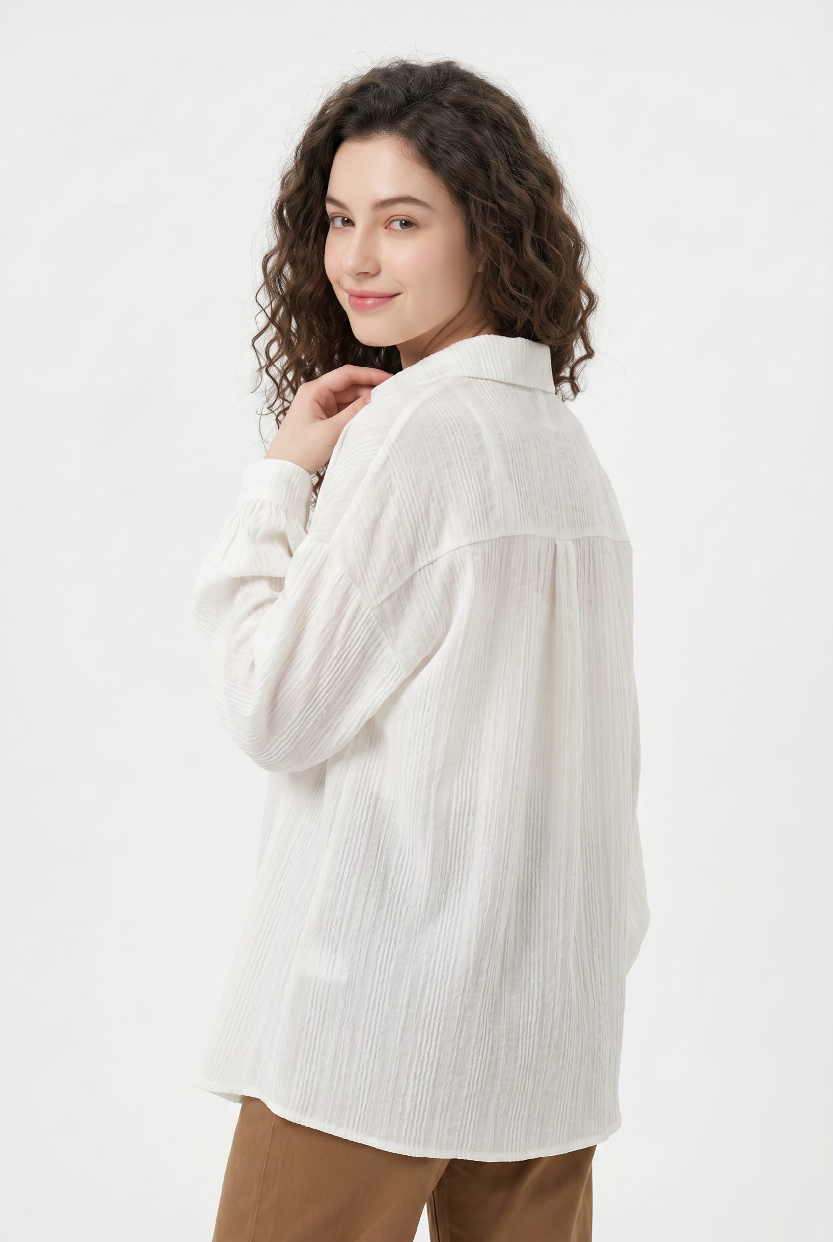 Ivory Textured Oversized Shirt