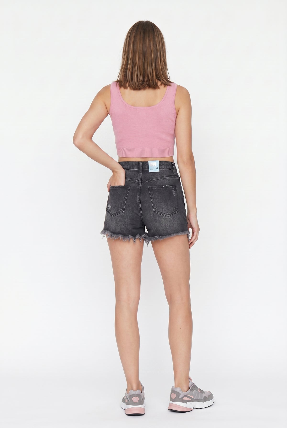 Black Distressed Denim Mini Shorts