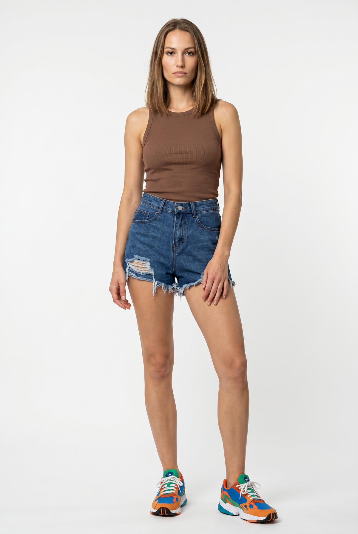 Blue Distressed Denim Cut-Off Shorts