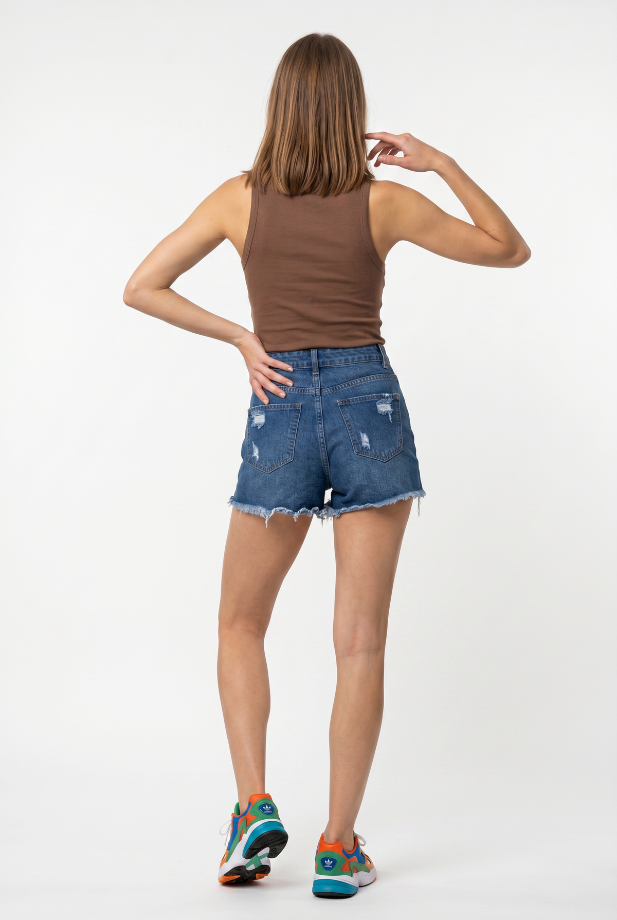 Blue Distressed Denim Cut-Off Shorts