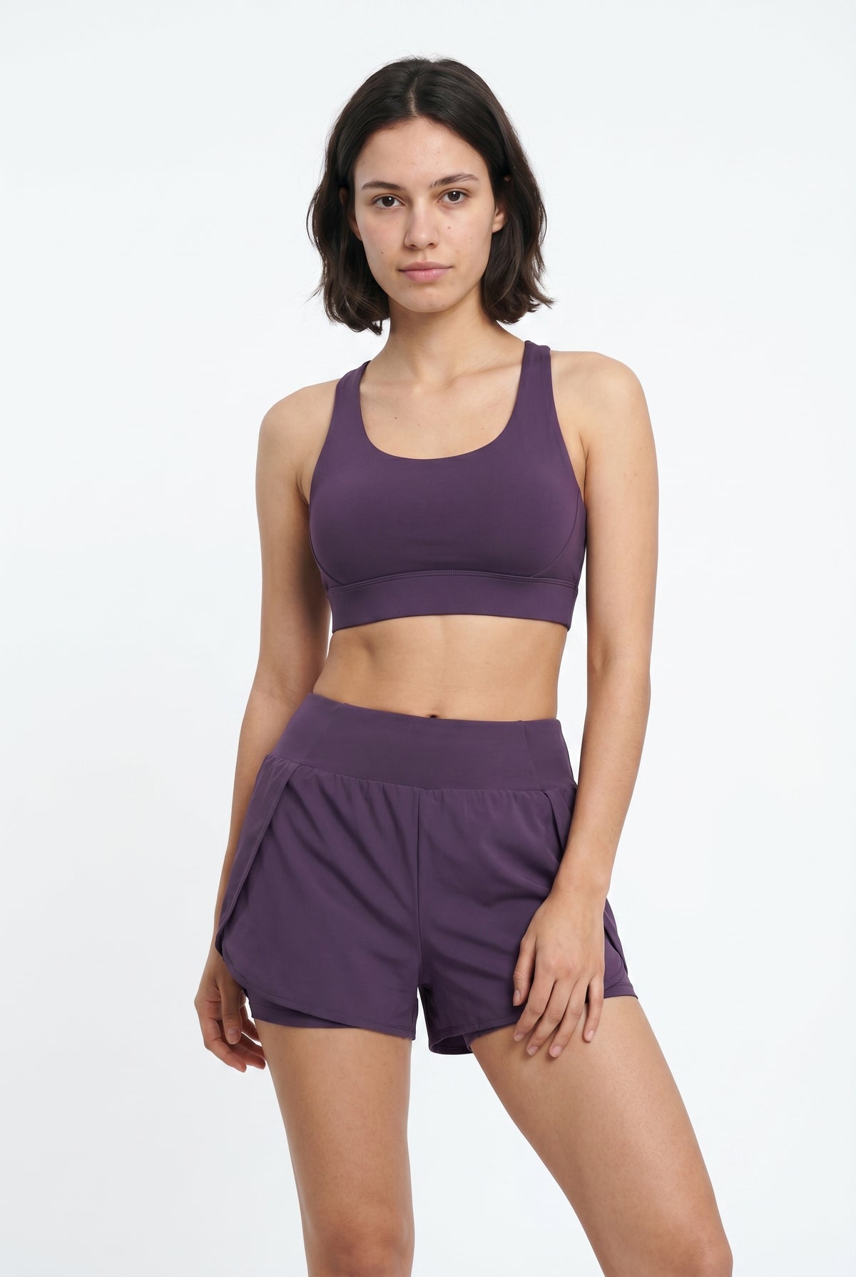 Purple Active Running Shorts Set