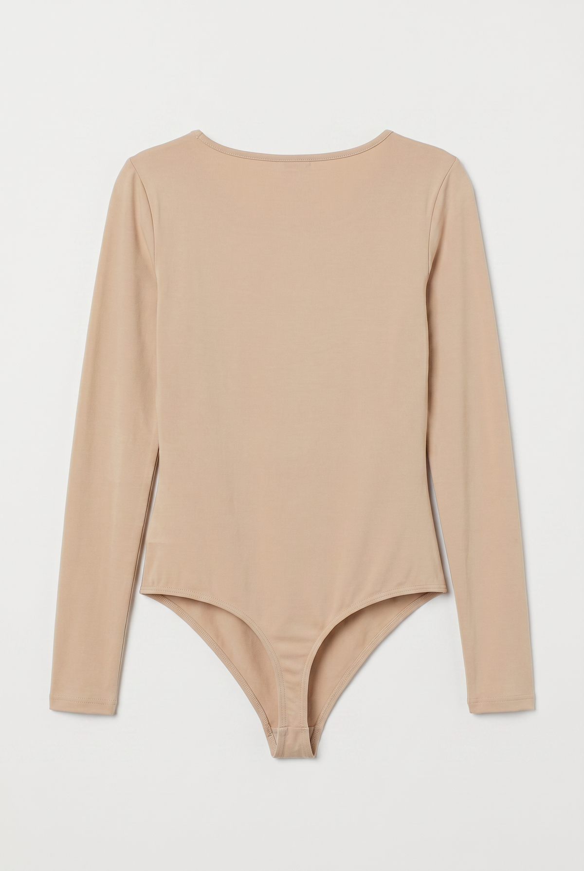 Beige Square Neck Long Bodysuit