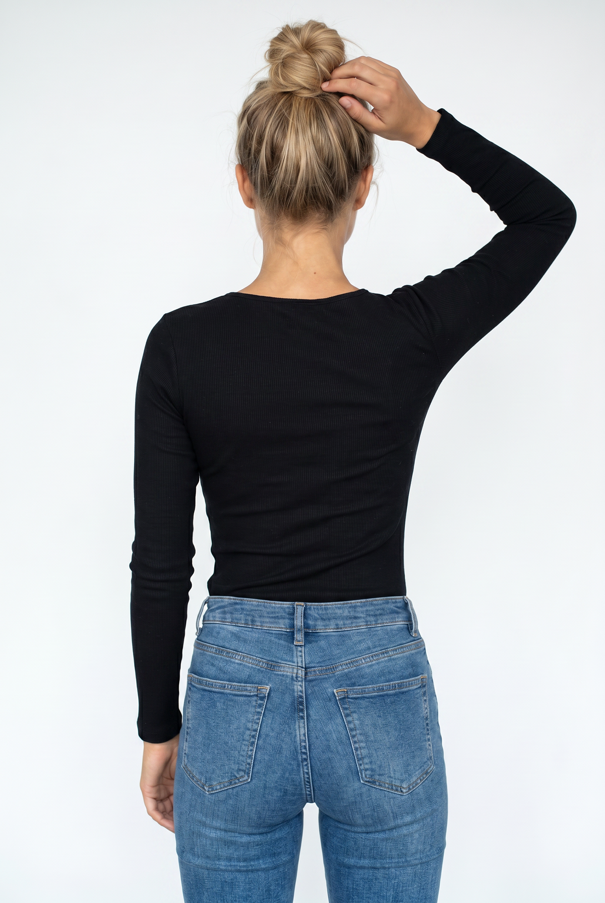 Black Zip Front Ribbed Bodysuit