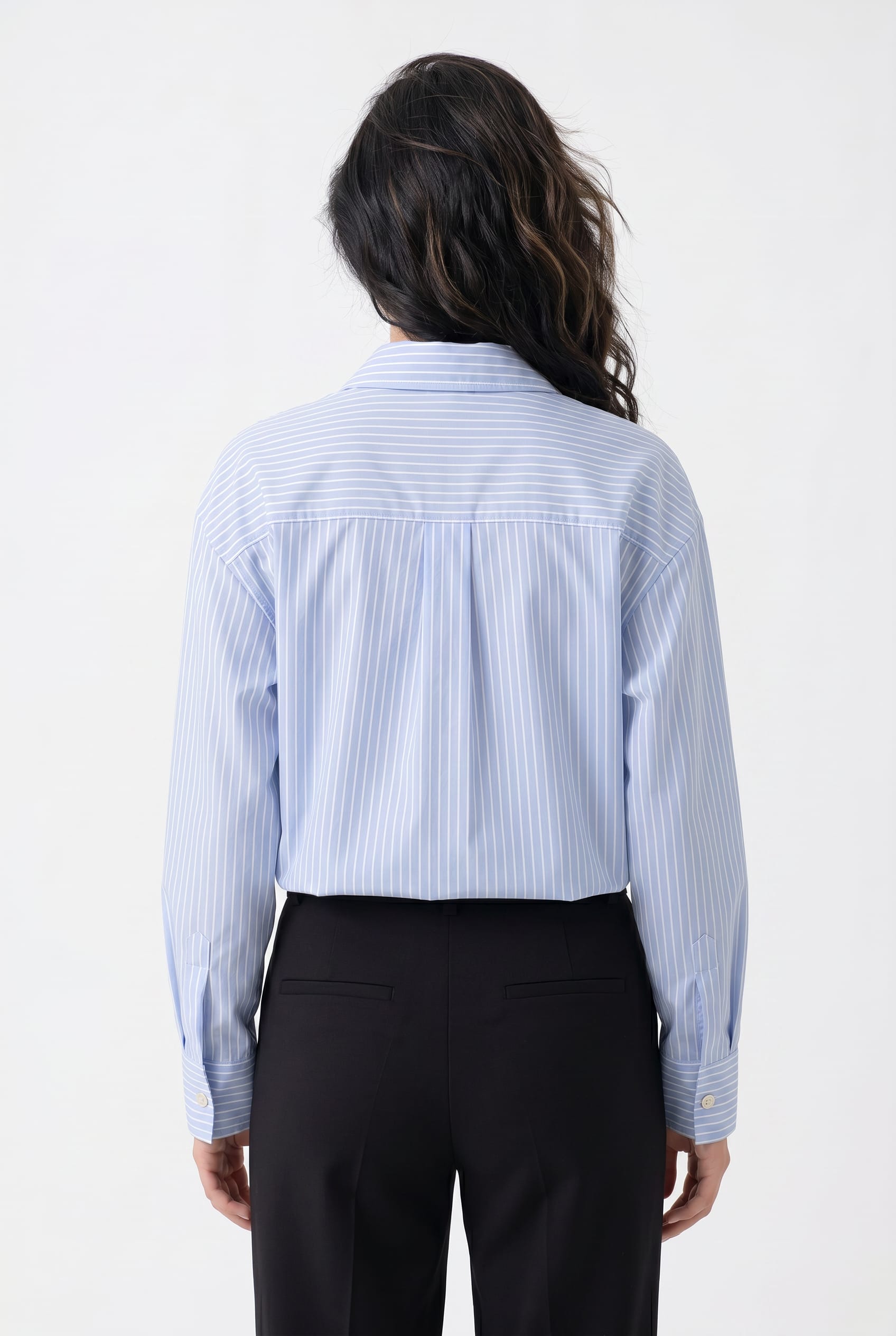 Sky Blue Striped Oversized Shirt