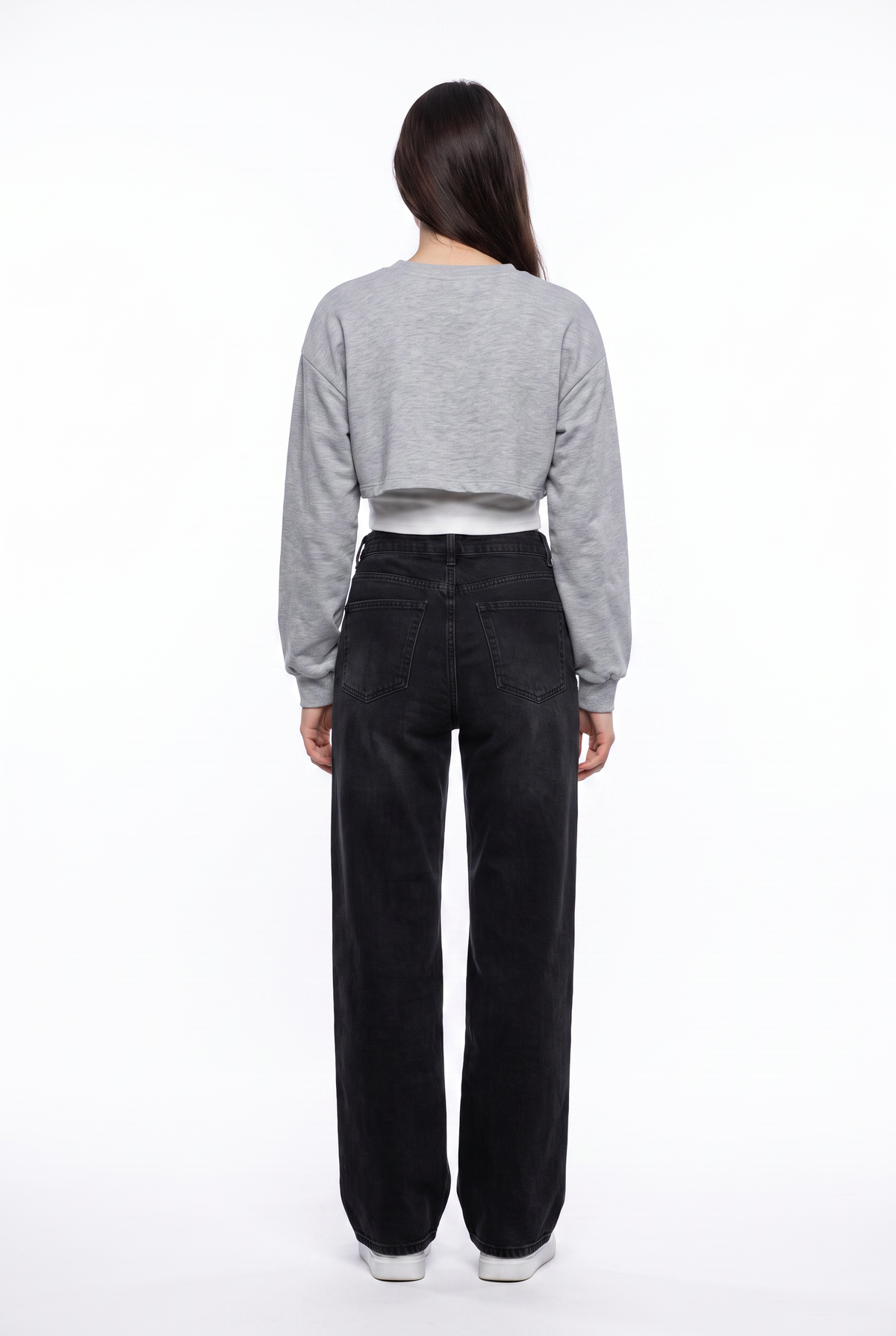 Gray Cropped Collegiate Sweatshirt