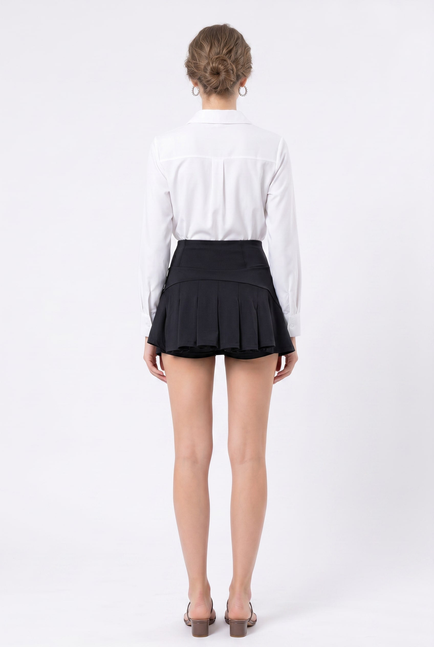 Black Flared Mini Skort Skirt