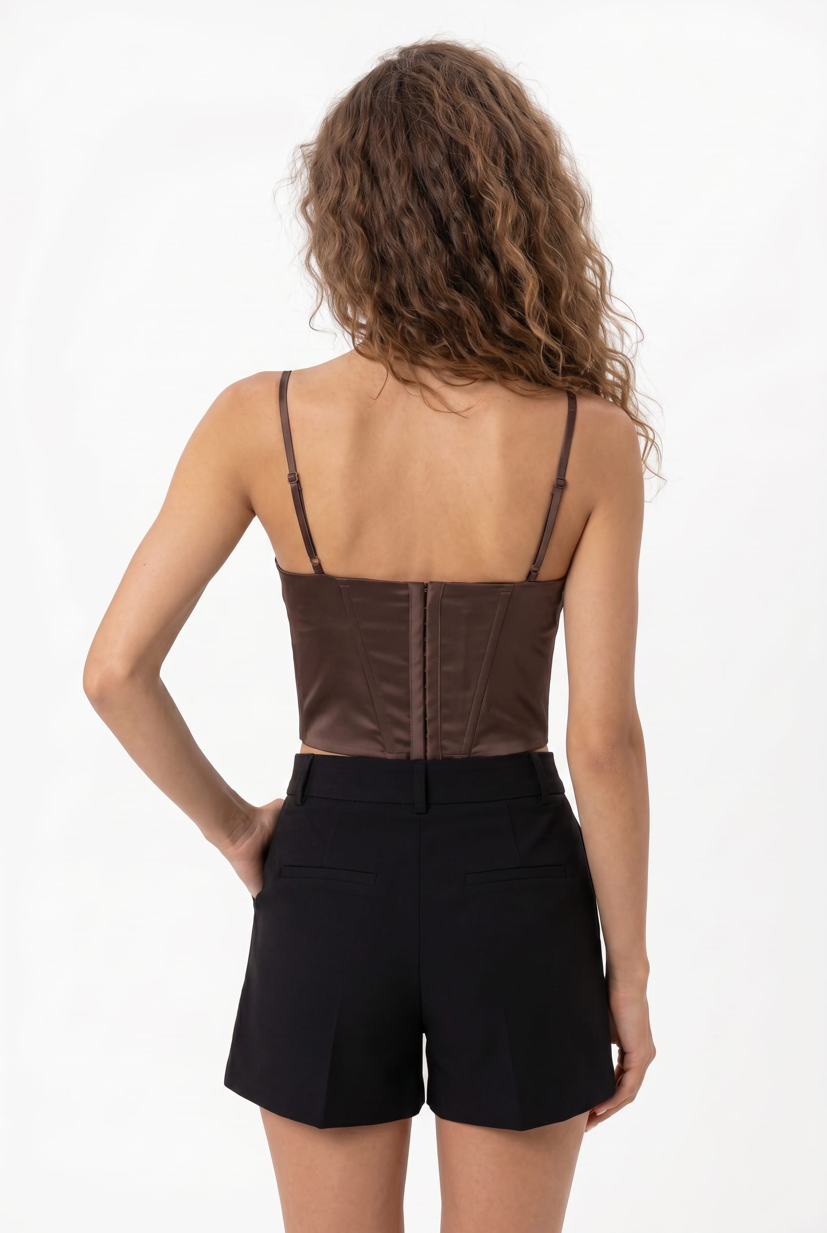 Chocolate Brown Satin Bandeau Top