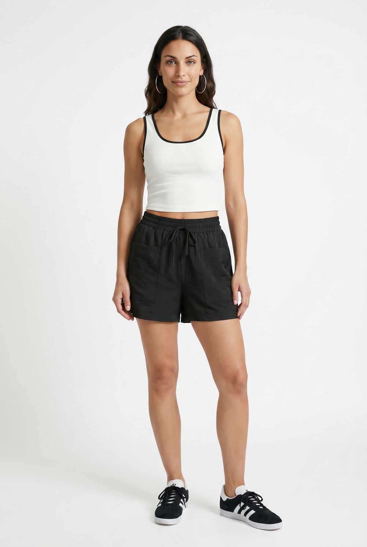 Black Relaxed Linen Women Shorts