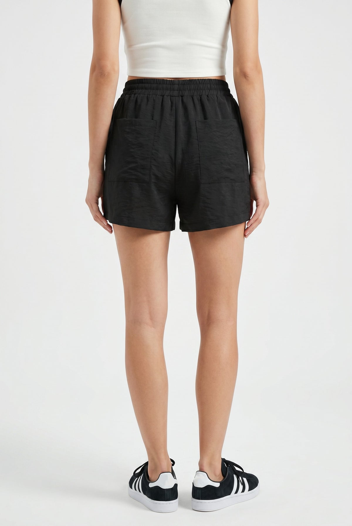 Black Relaxed Linen Women Shorts