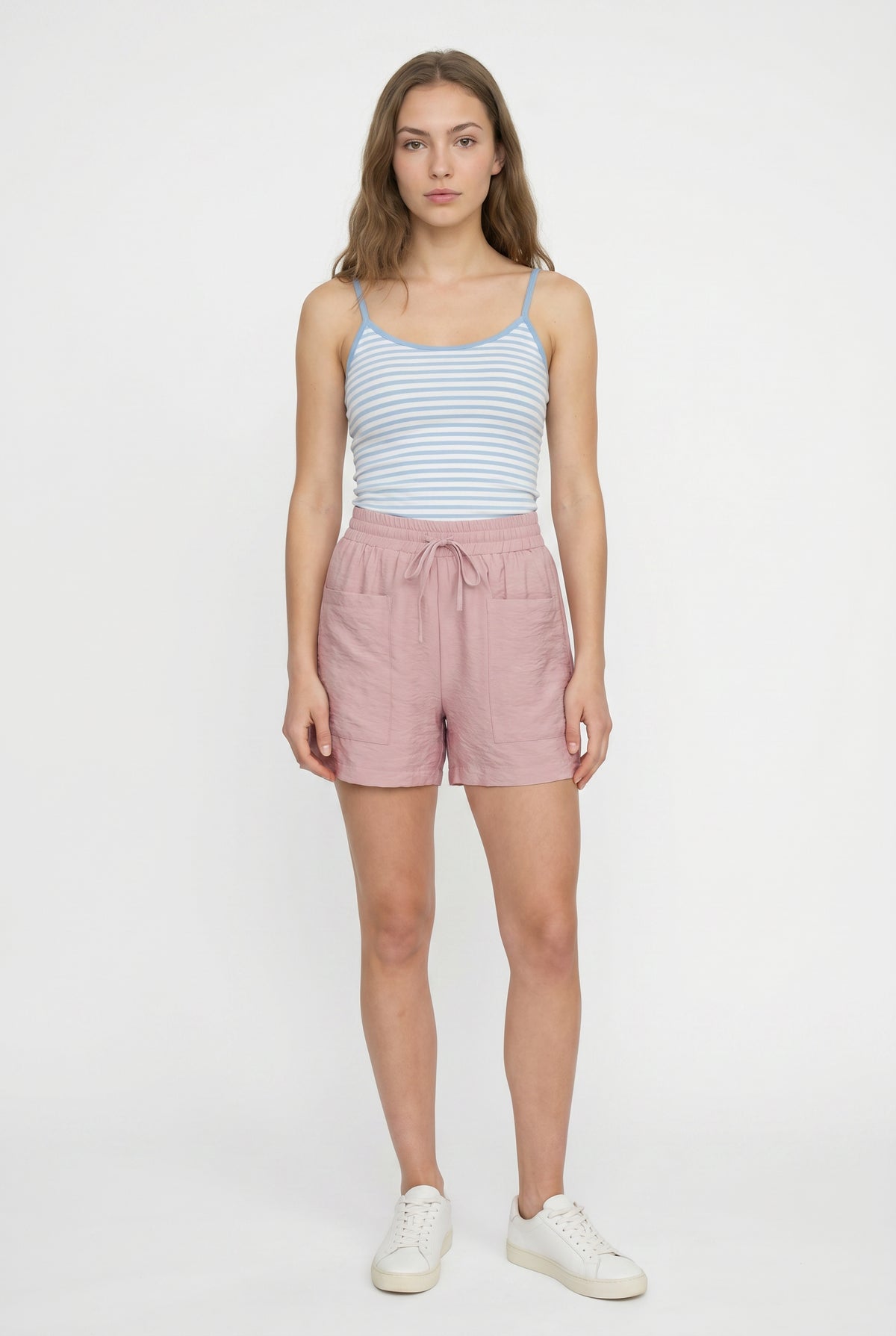 Pink Linen Relaxed Pull-On Shorts