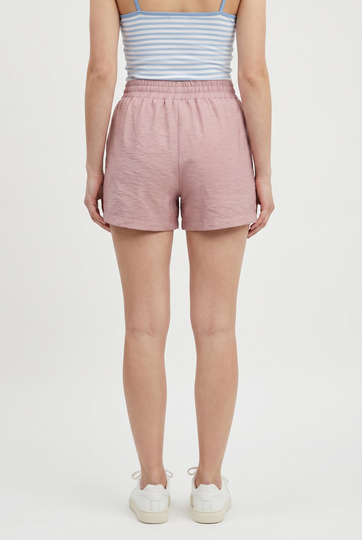 Pink Linen Relaxed Pull-On Shorts