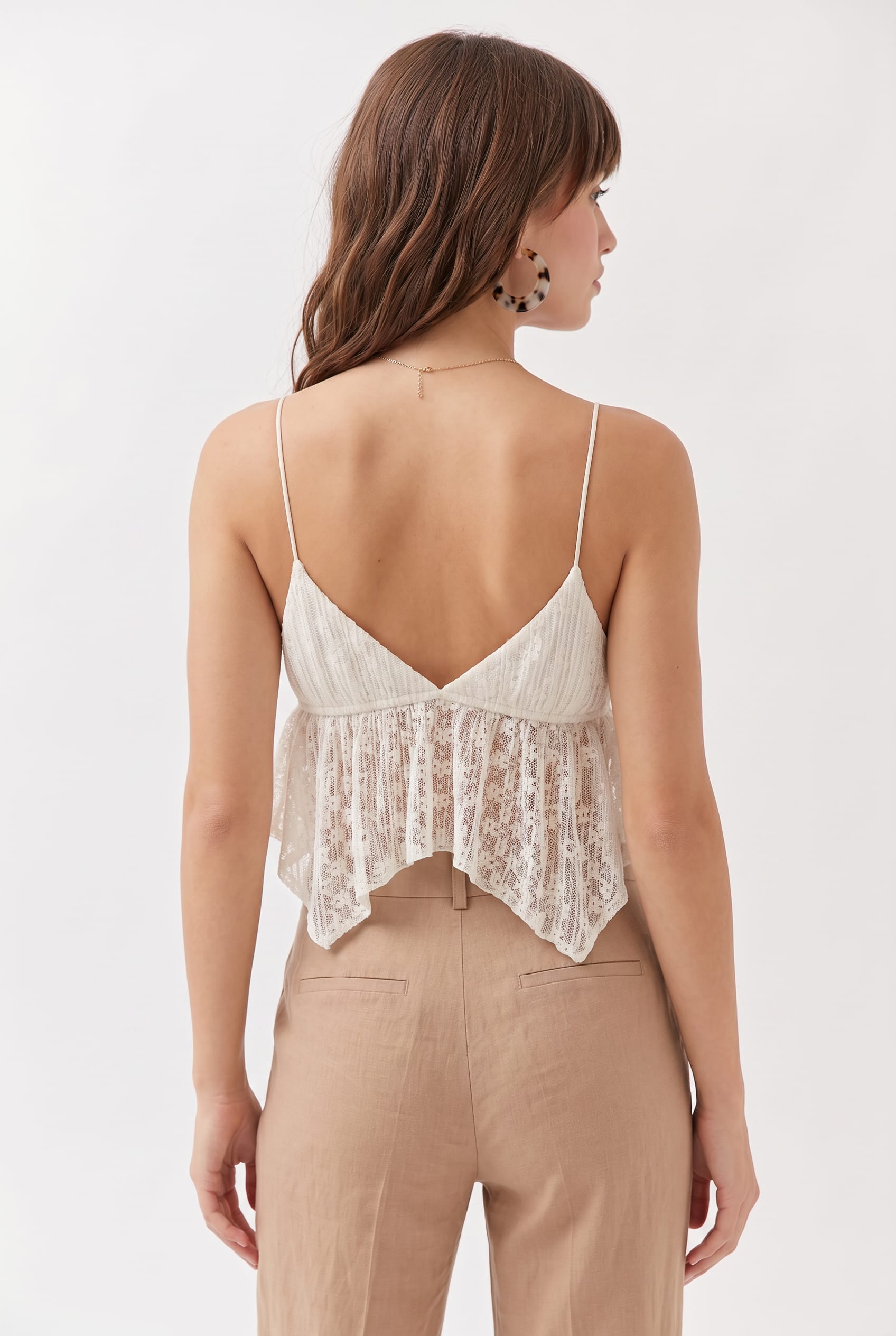Ivory Lace Peplum Cami Top
