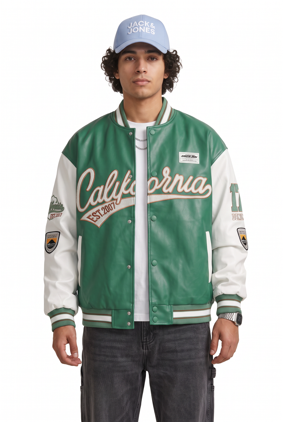 Green Leather Varsity Jacket
