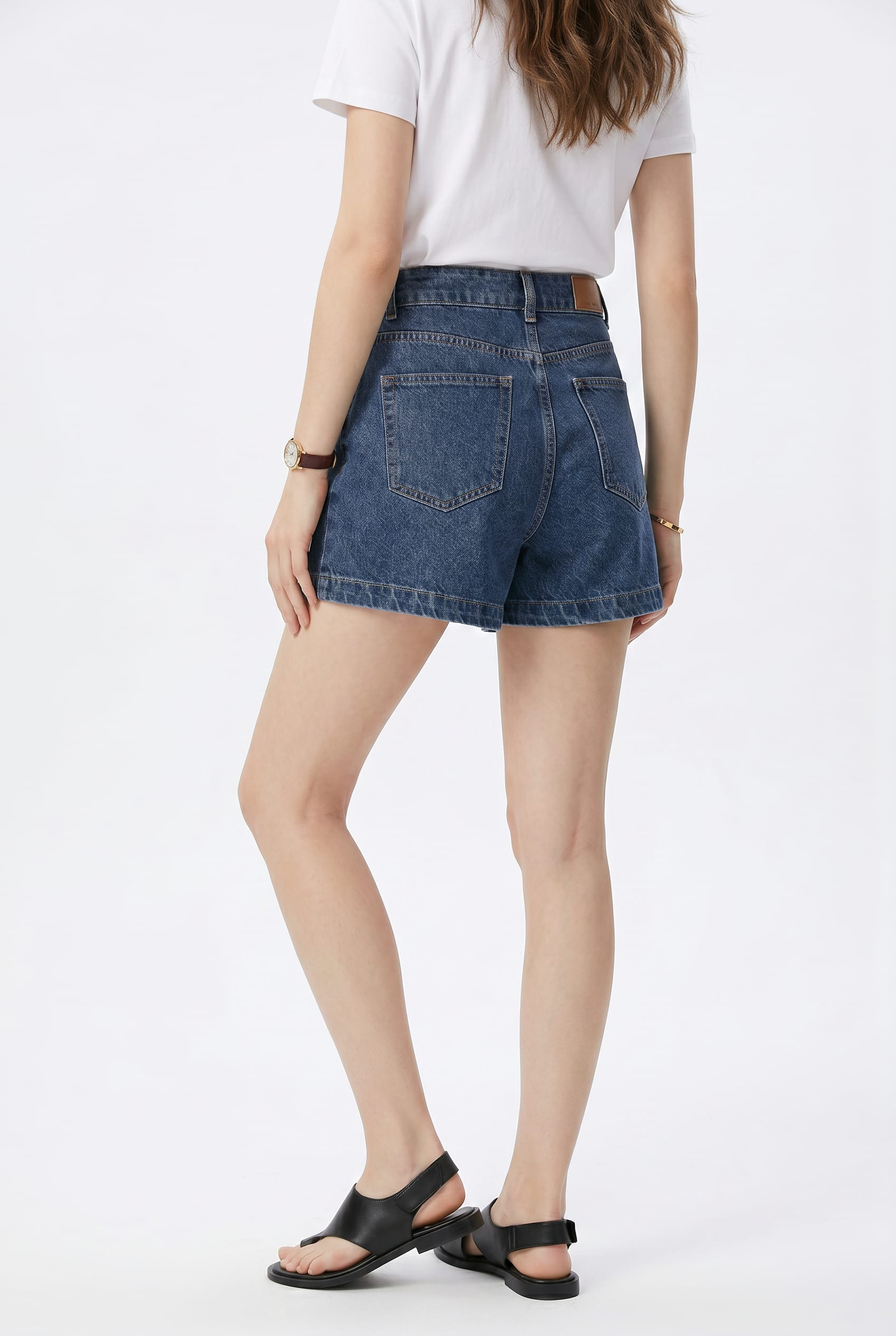 Medium Wash High-Rise Denim Shorts