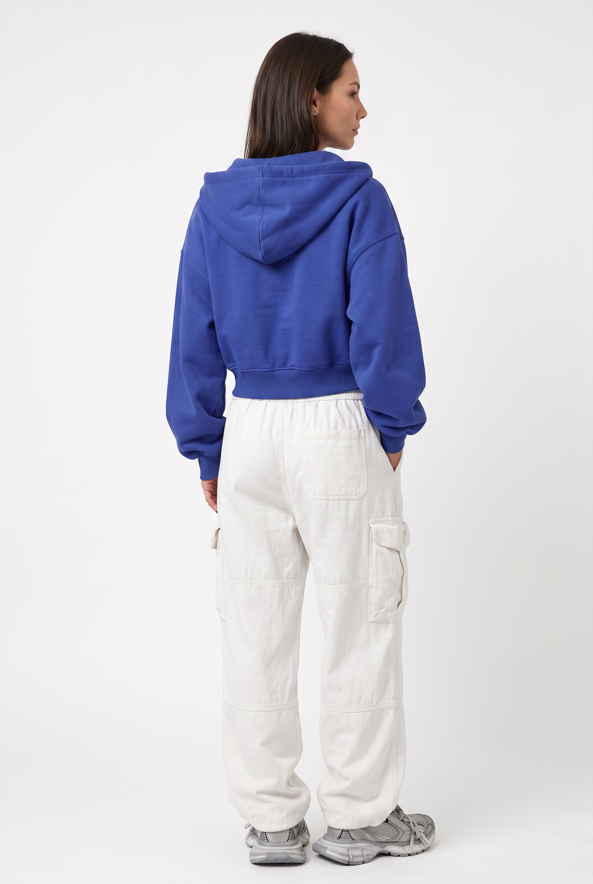 Royal Blue Cropped Zip Hoodie
