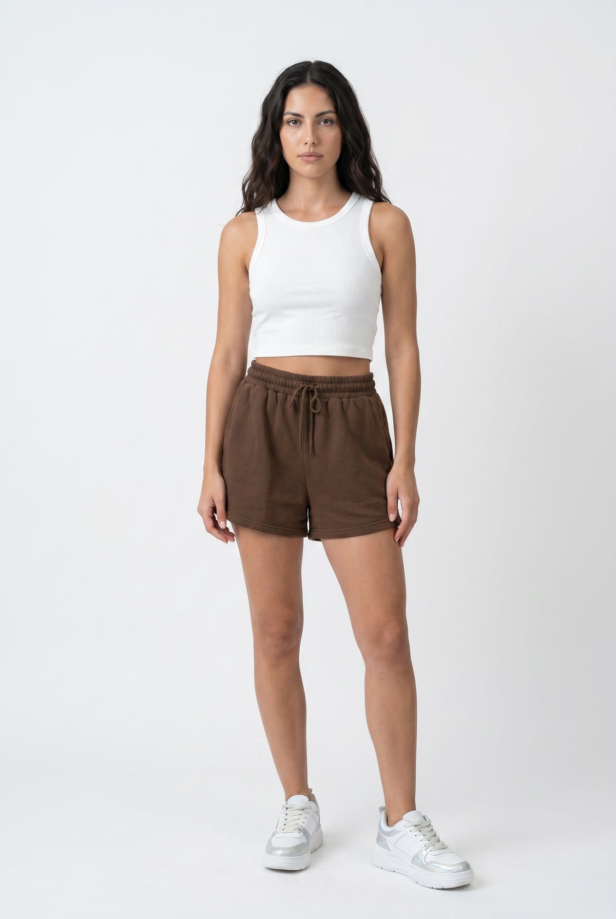 Brown Relaxed Fleece Sweat Shorts