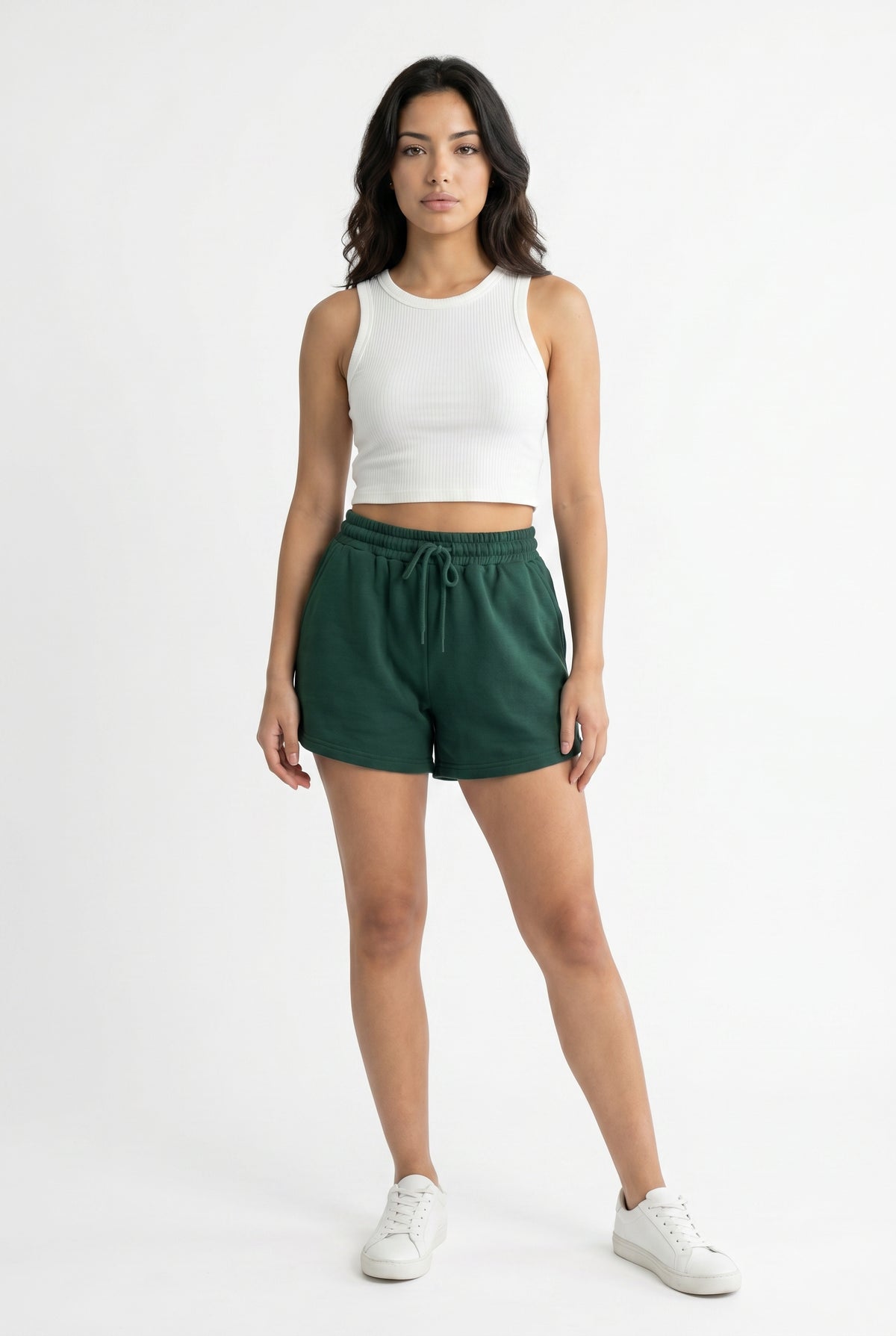Forest Green Fleece Sweat Shorts