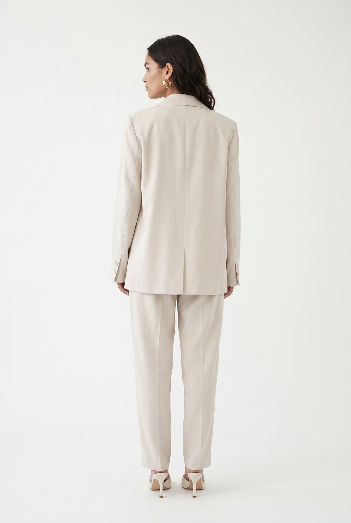 Beige Tailored Blazer Trouser Set