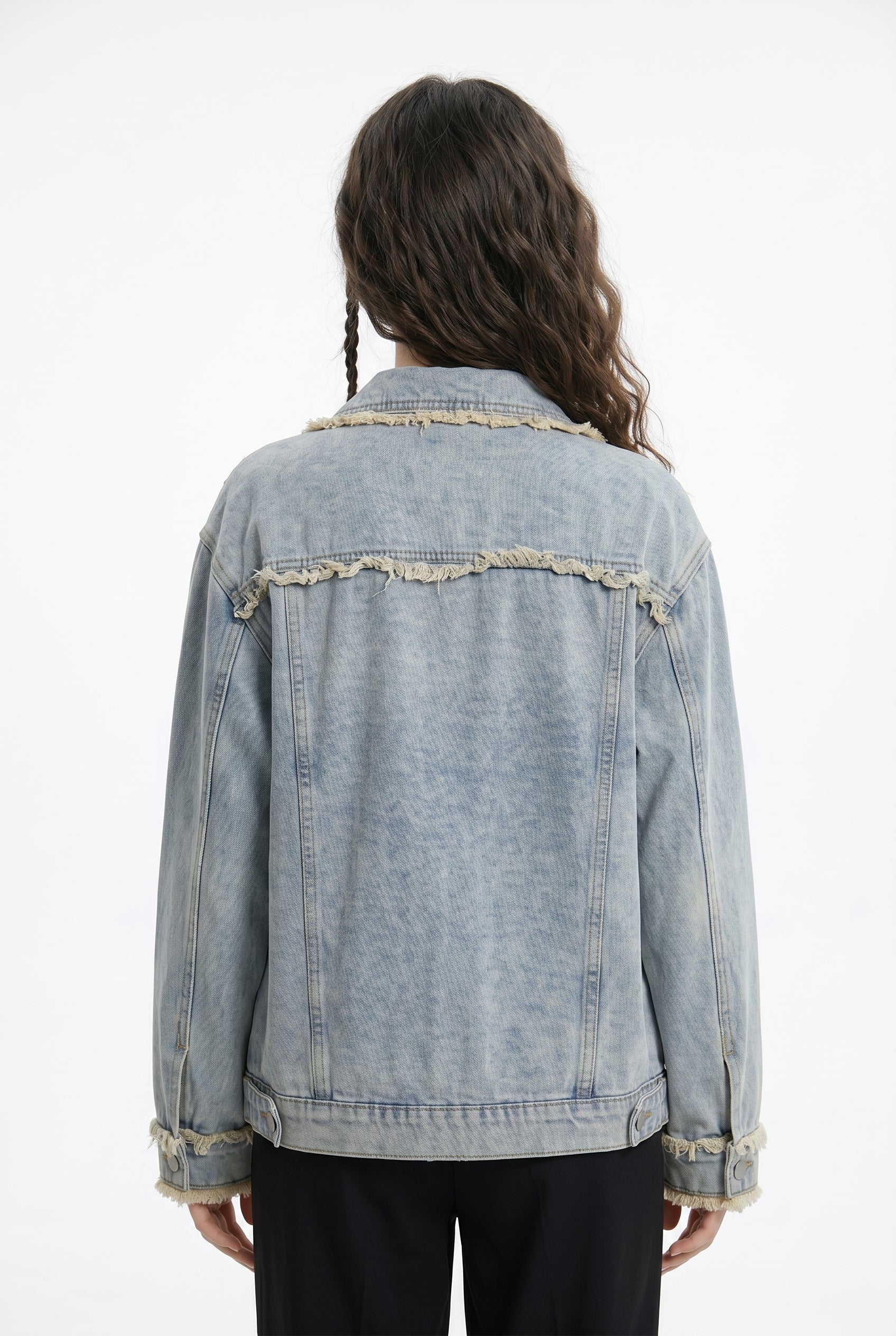 Light Wash Distressed Oversized Denim Jacket