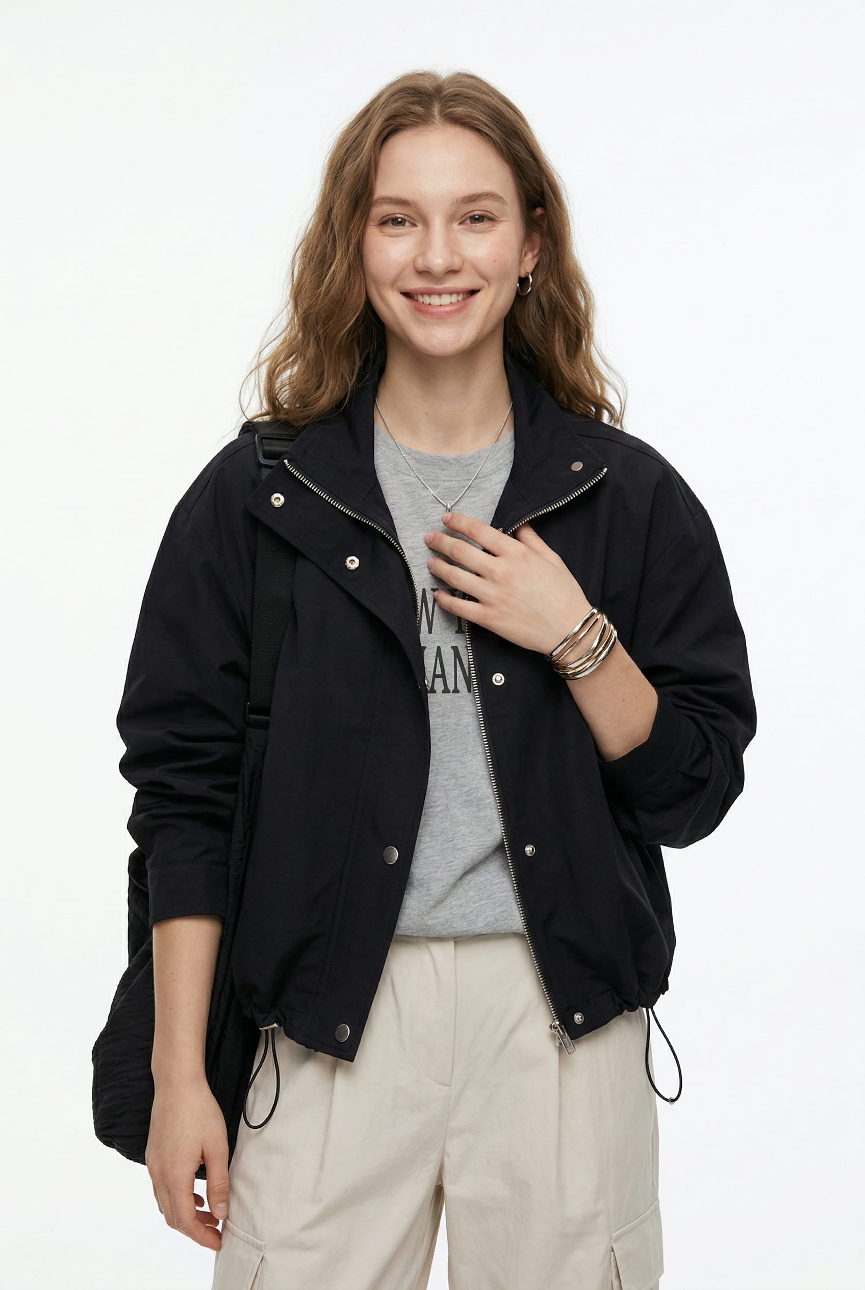 Black Utility Trench Jacket