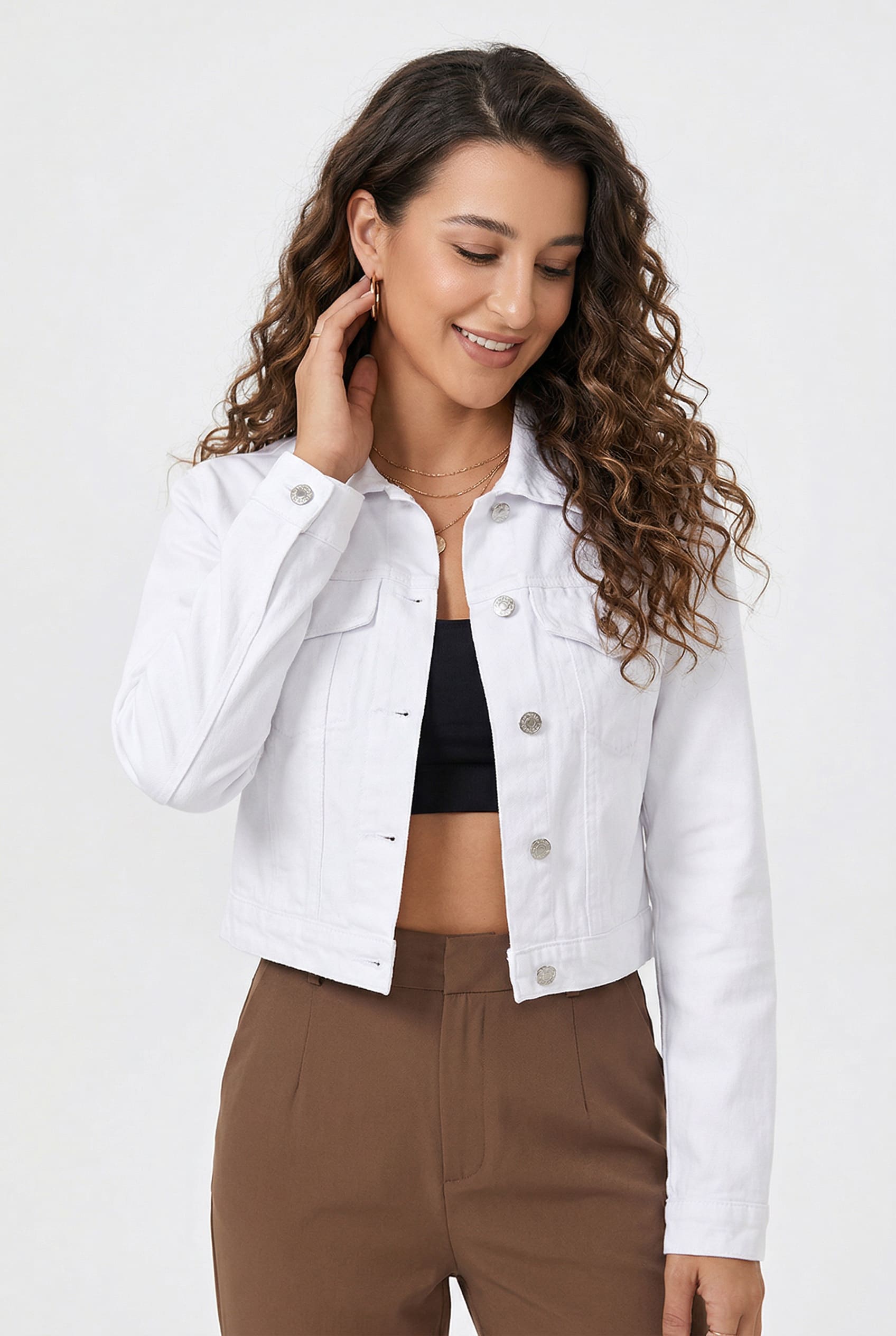 White Cropped Denim Jacket