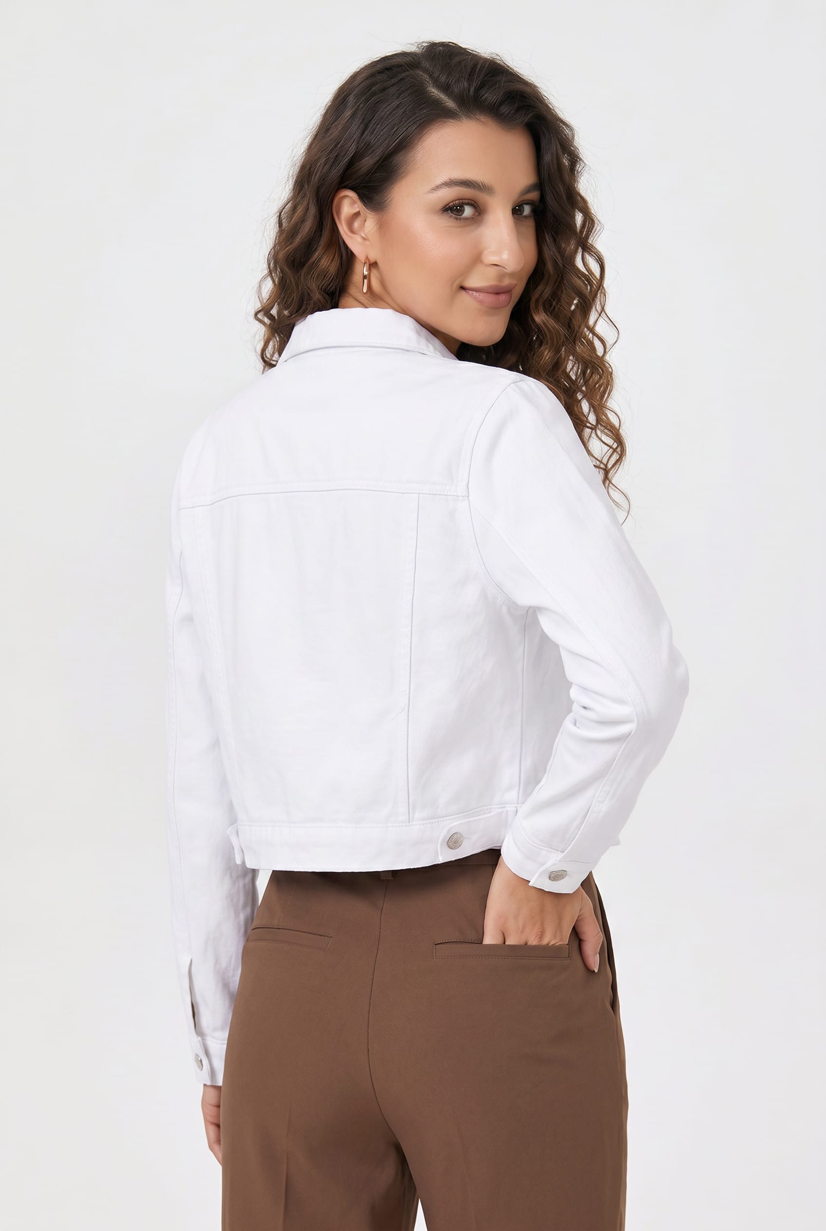 White Cropped Denim Jacket