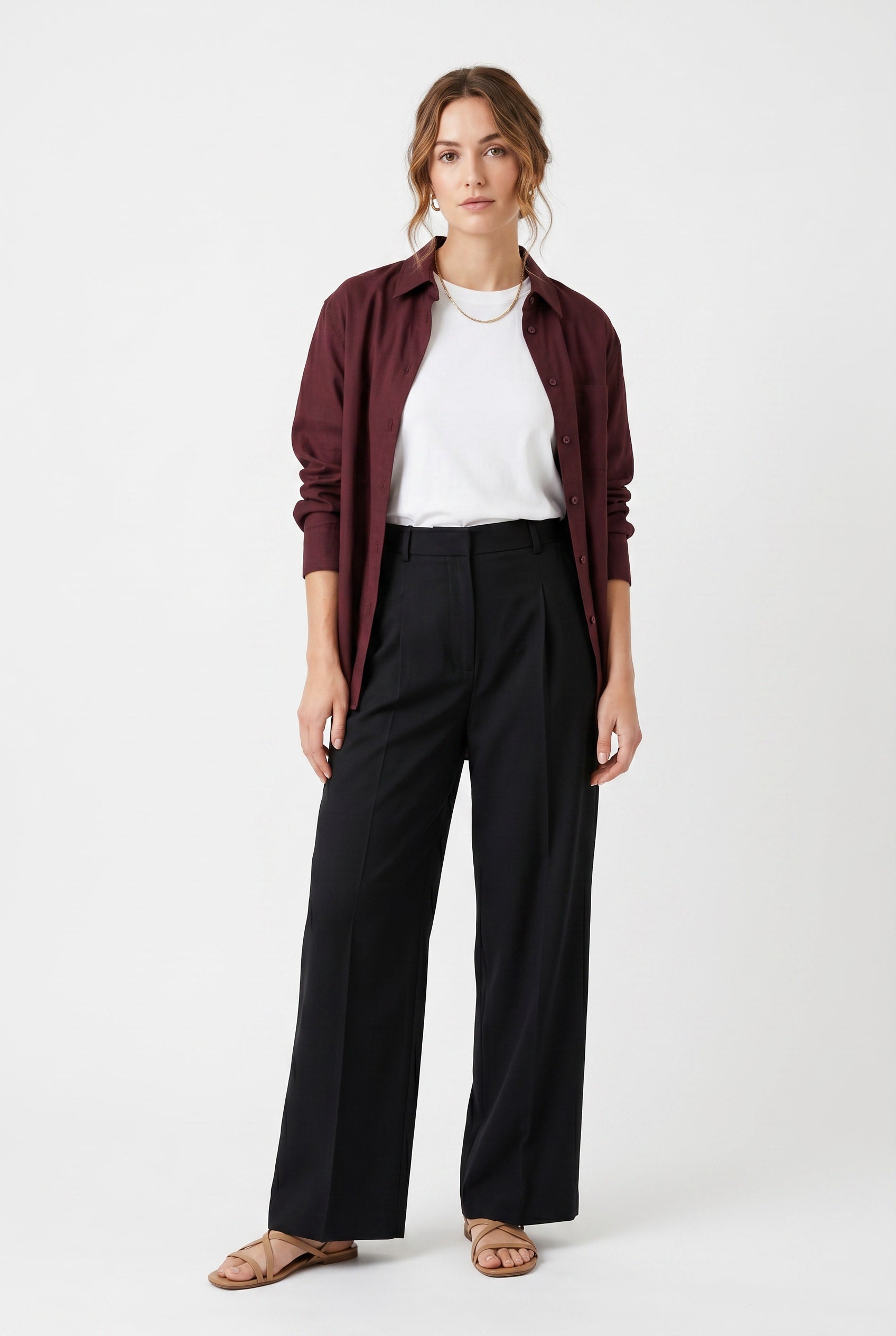 Black Wide Leg Tailored Trousers