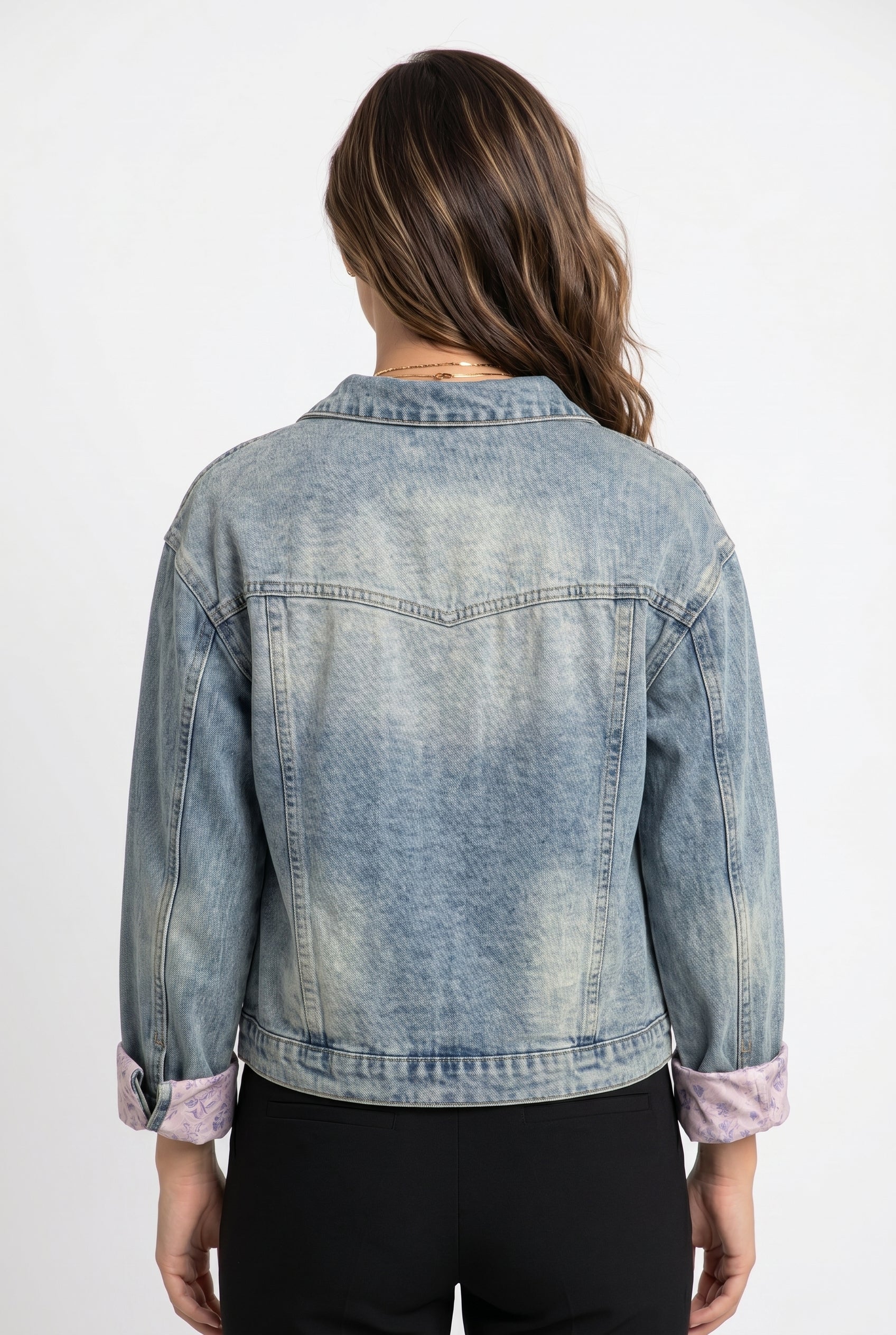 Light Wash Embroidered Denim Jacket