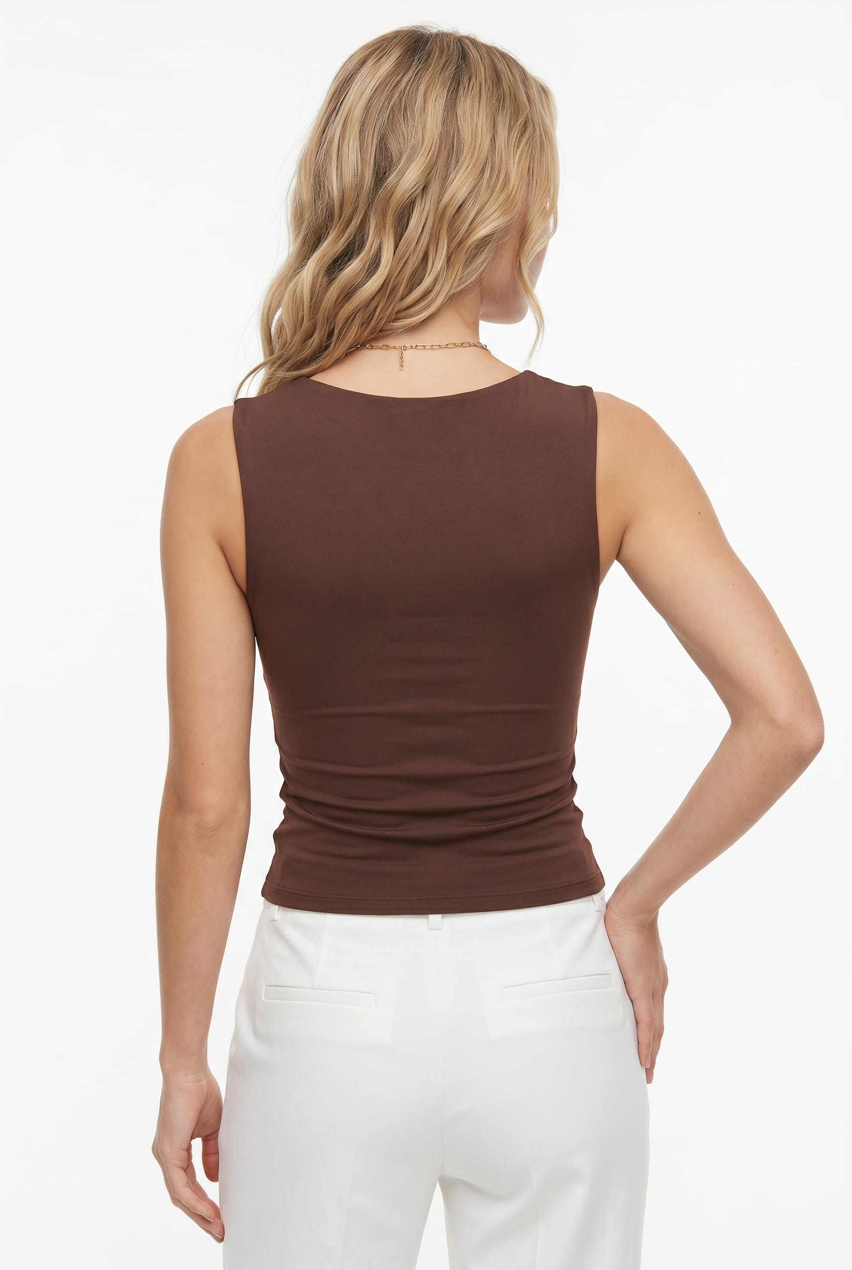 Chocolate Brown Square Neck Tank Top