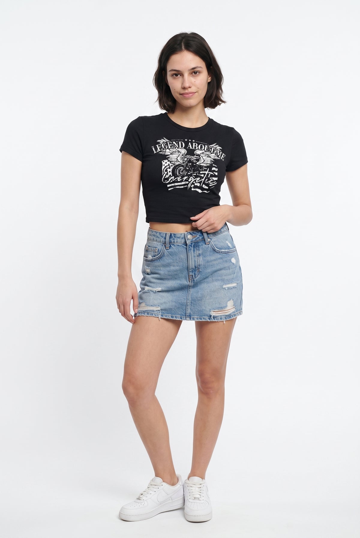 Black Graphic Crop T-Shirt