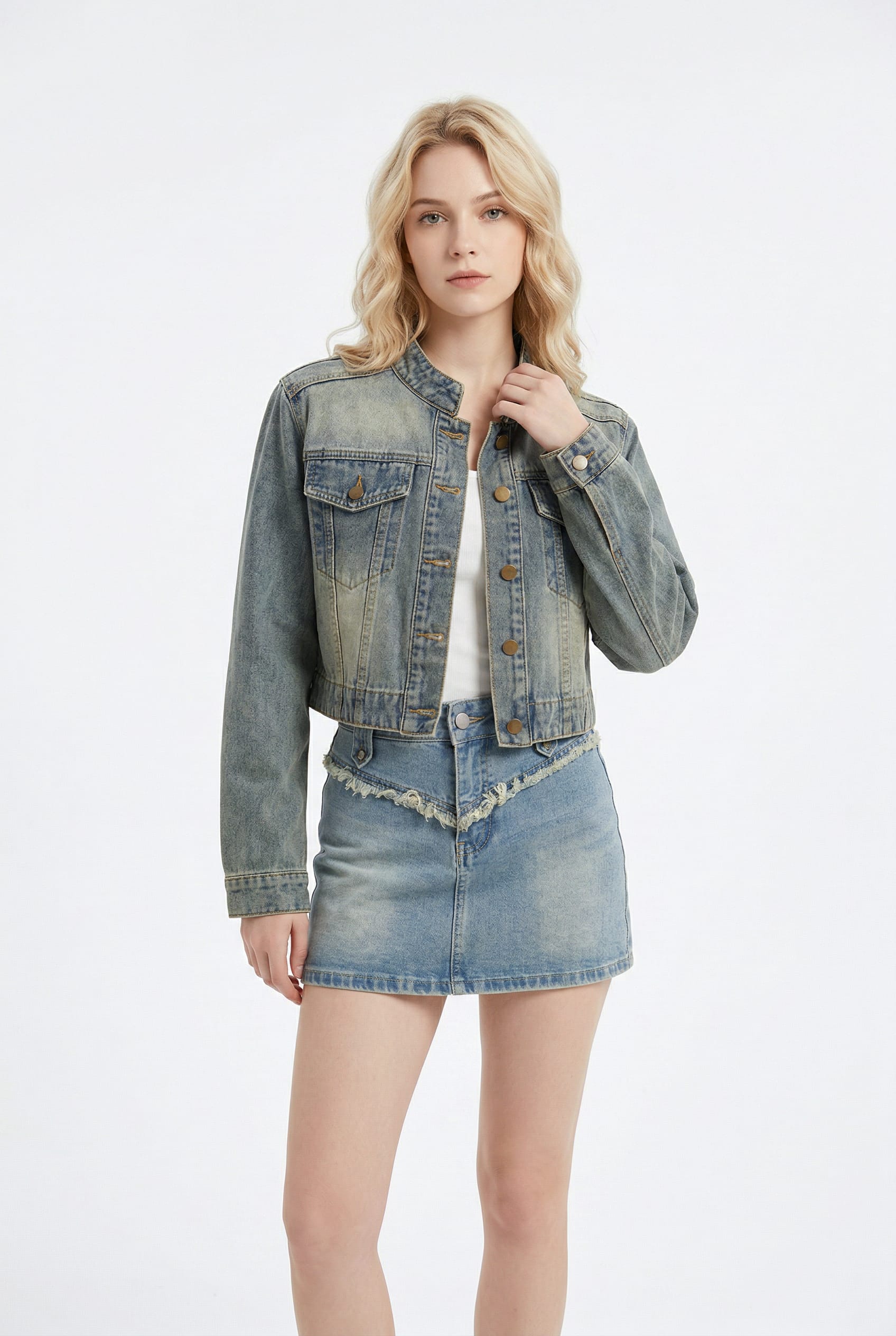 Light Wash Cropped Denim Jacket