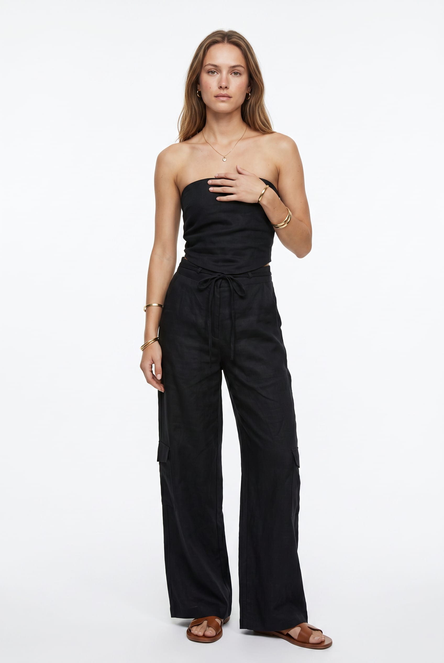 Black Linen Blend Top