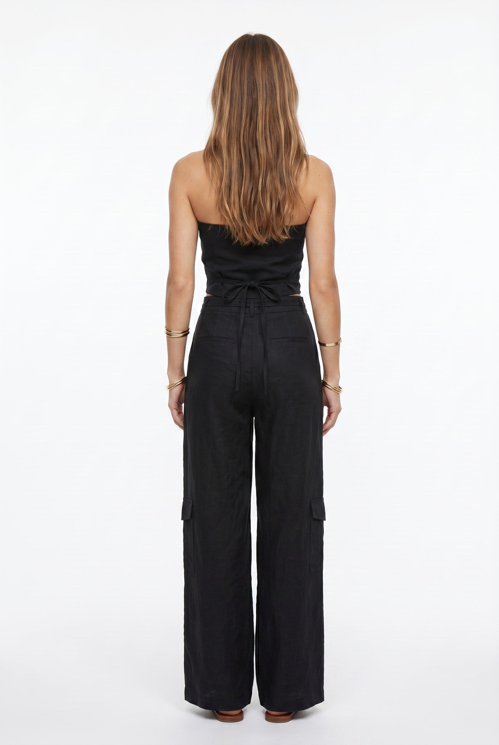 Black Linen Blend Top