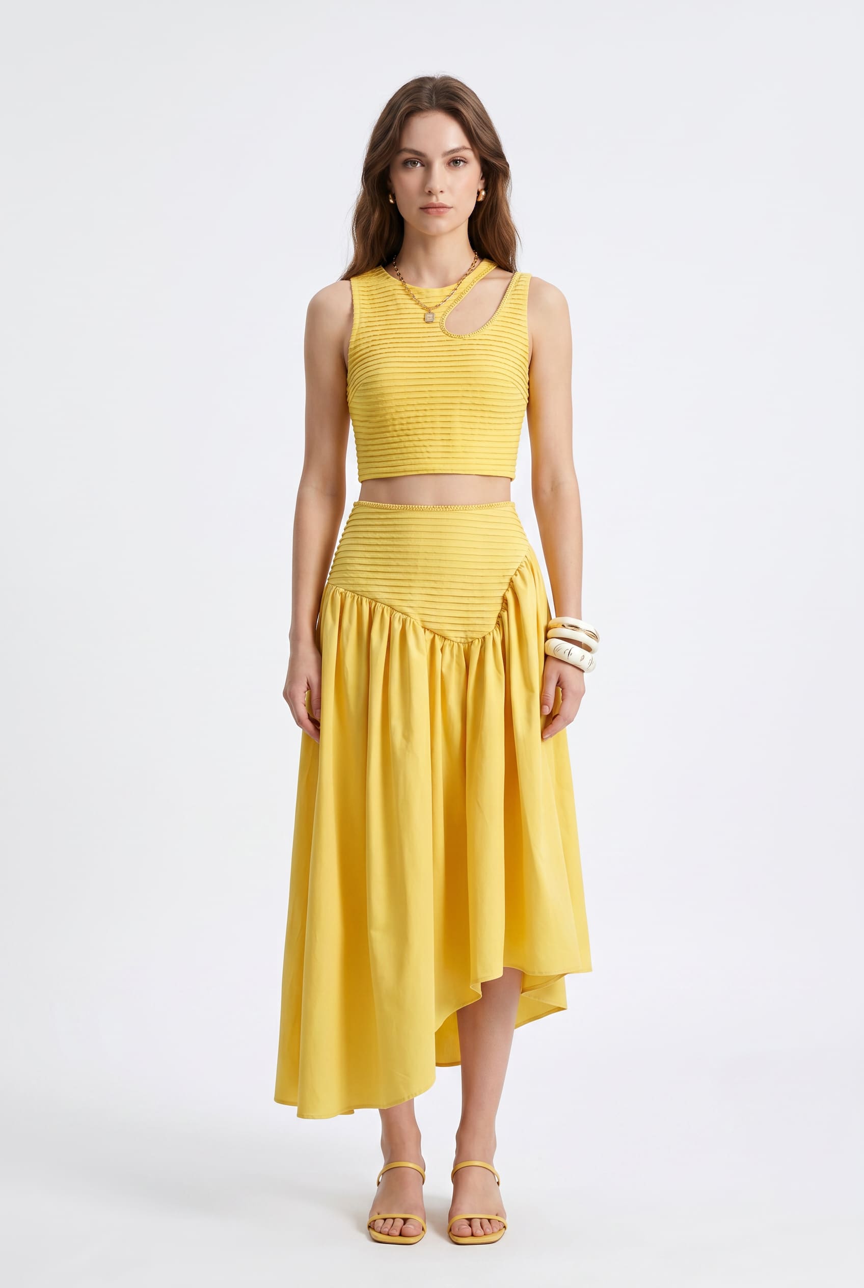 Sunshine Yellow Ribbed Crop Co-ord Set