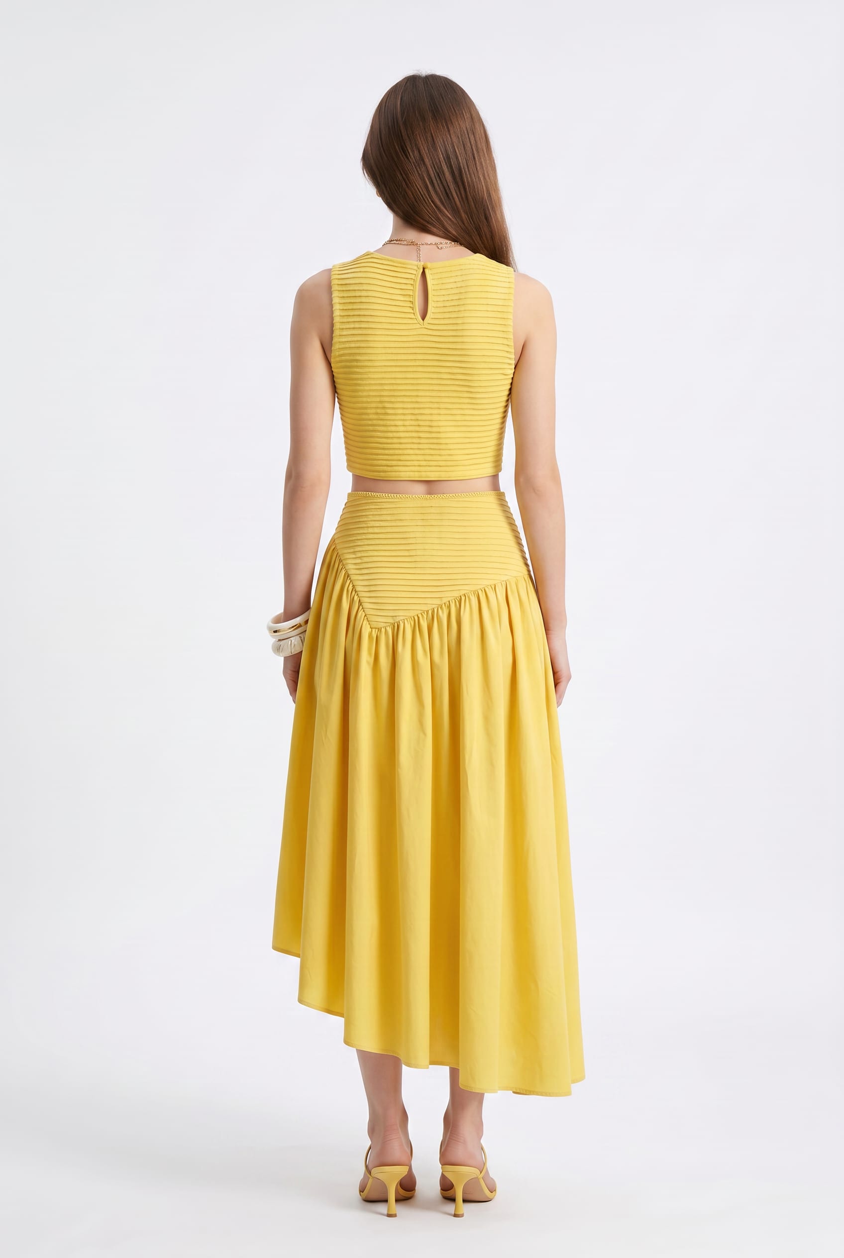 Sunshine Yellow Ribbed Crop Co-ord Set