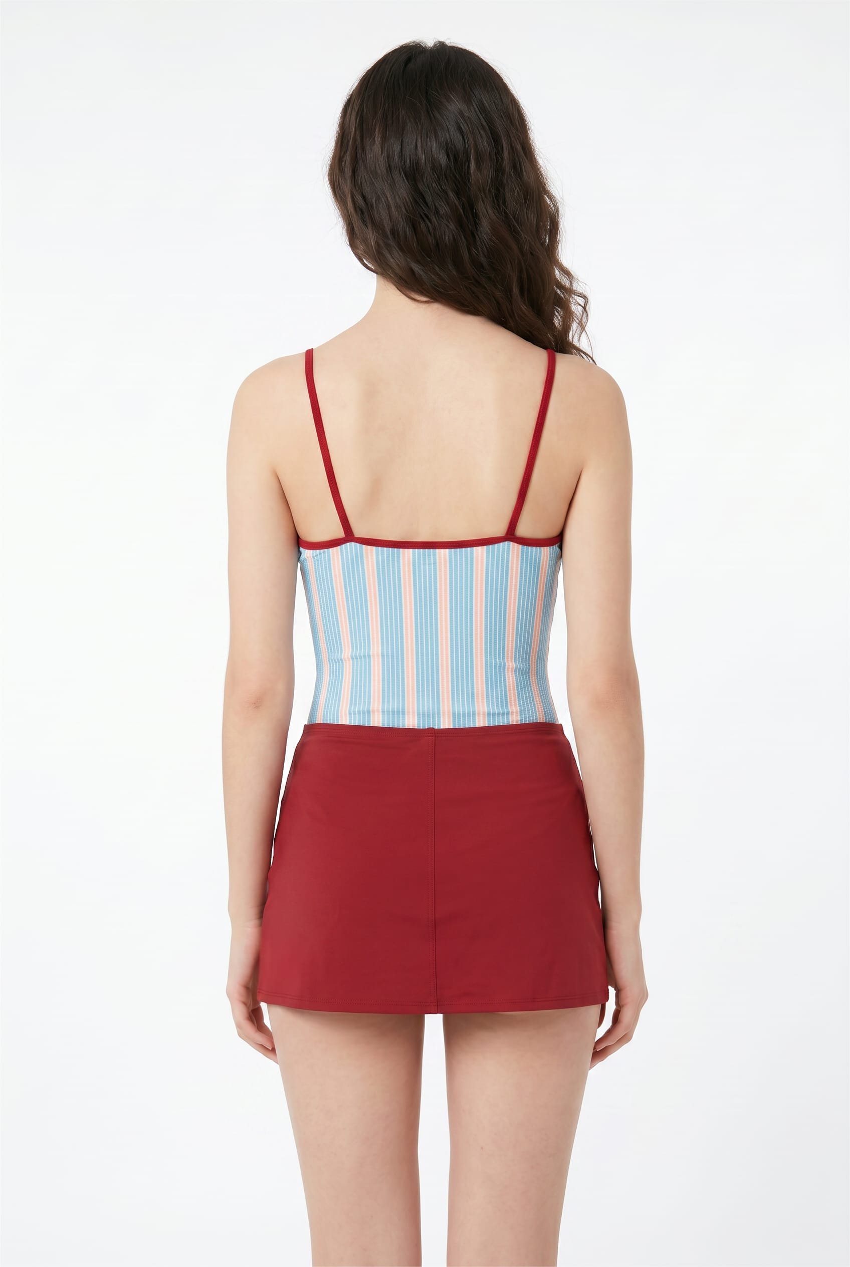 Striped Sleep Set Red Trim Detail