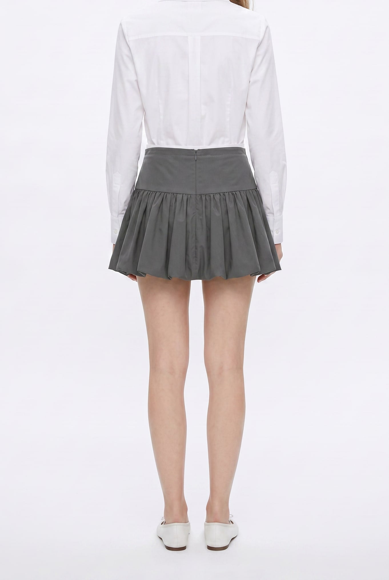 Grey Pleated Mini Skort Skirt