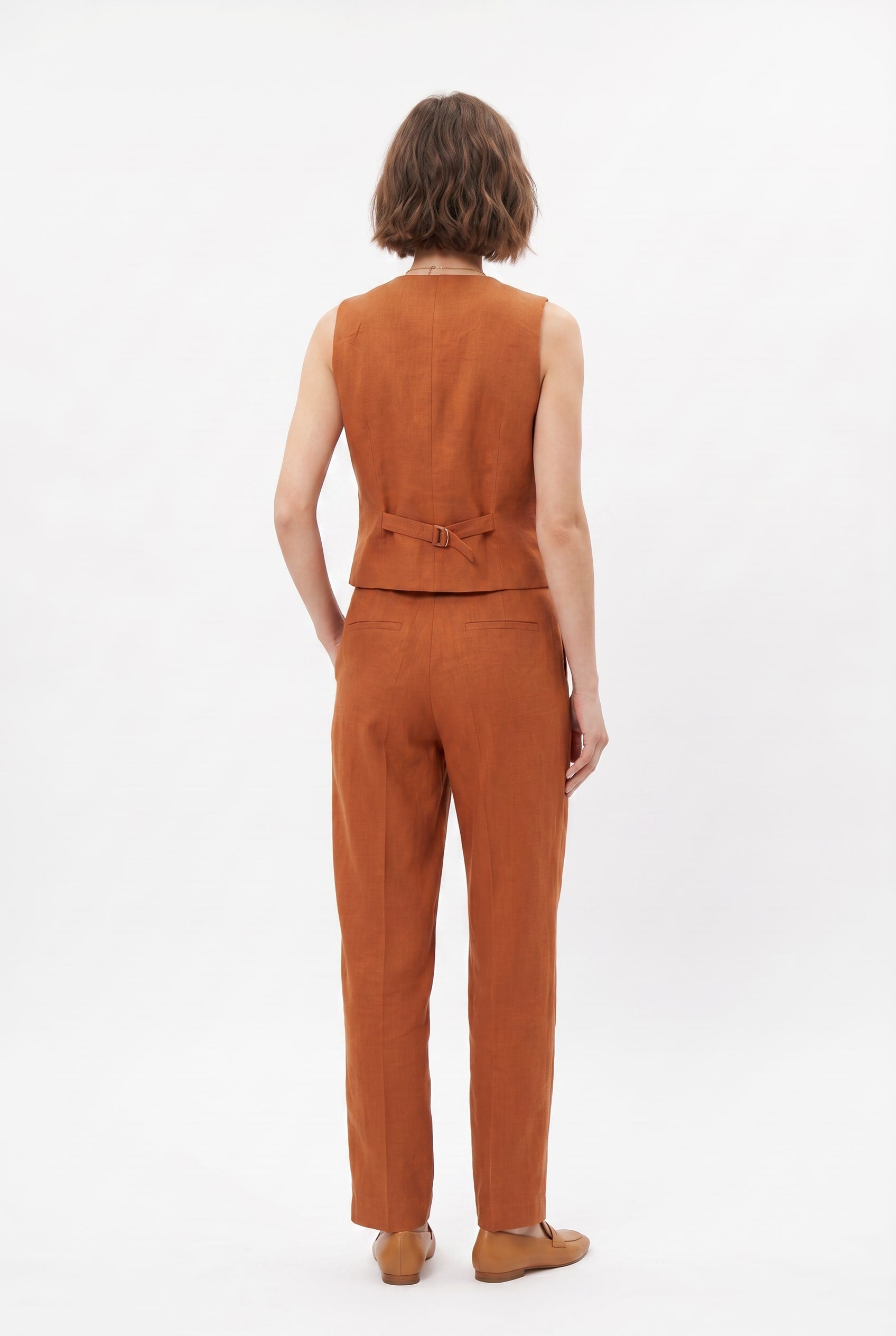 Rust Linen Vest Trouser Co-ord