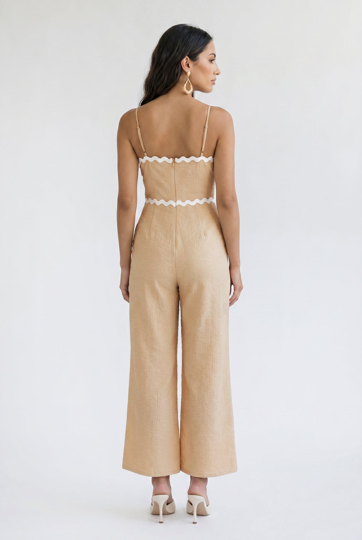 Beige Ric Rac Wide Jumpsuit