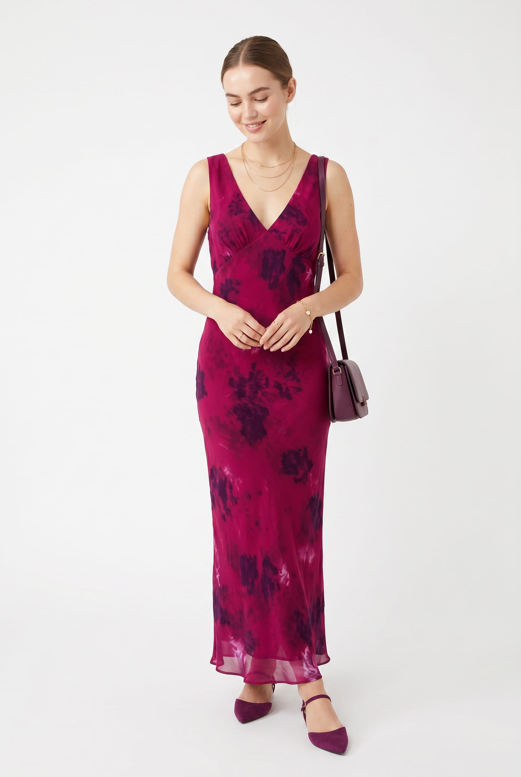 Fuchsia Floral Print Maxi Dress