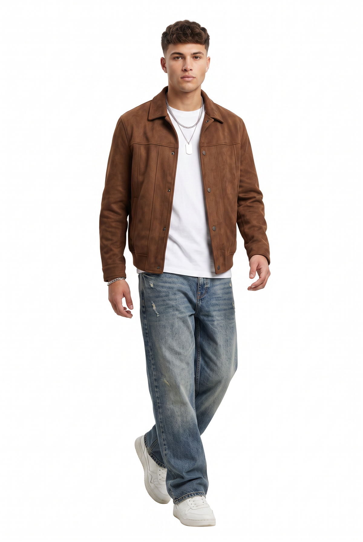 Brown Regular Suede Trucker Jacket