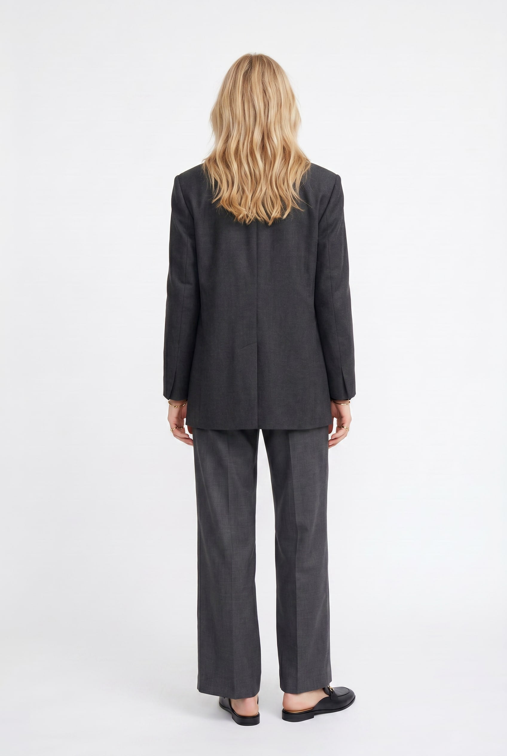 Charcoal Grey Wide Leg Tailored Trousers