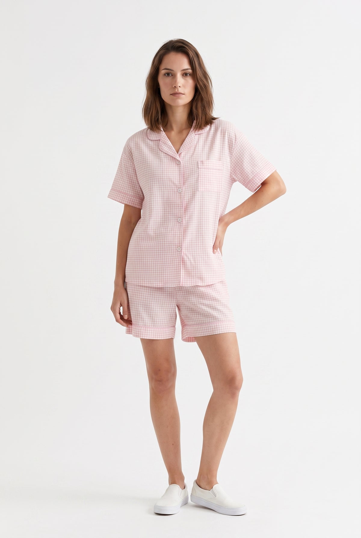 Pink Gingham Cotton Pyjama Set