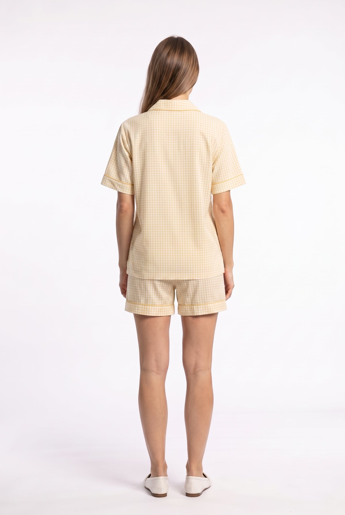 Yellow Gingham Cotton Pyjama Set