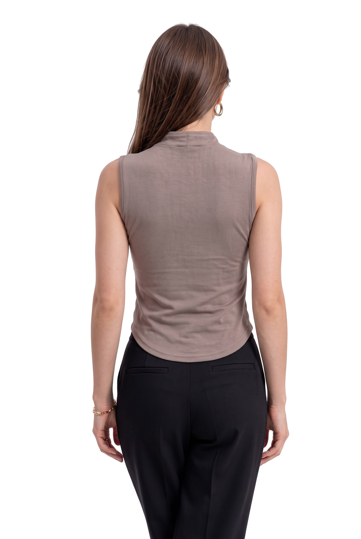Taupe Modal Sleeveless Mock Neck