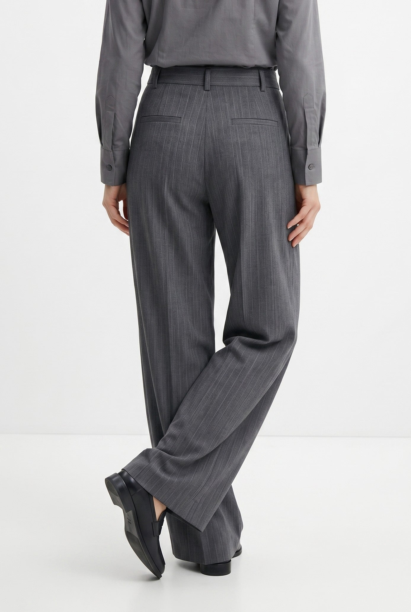 Charcoal Wide Leg Tailored Trousers