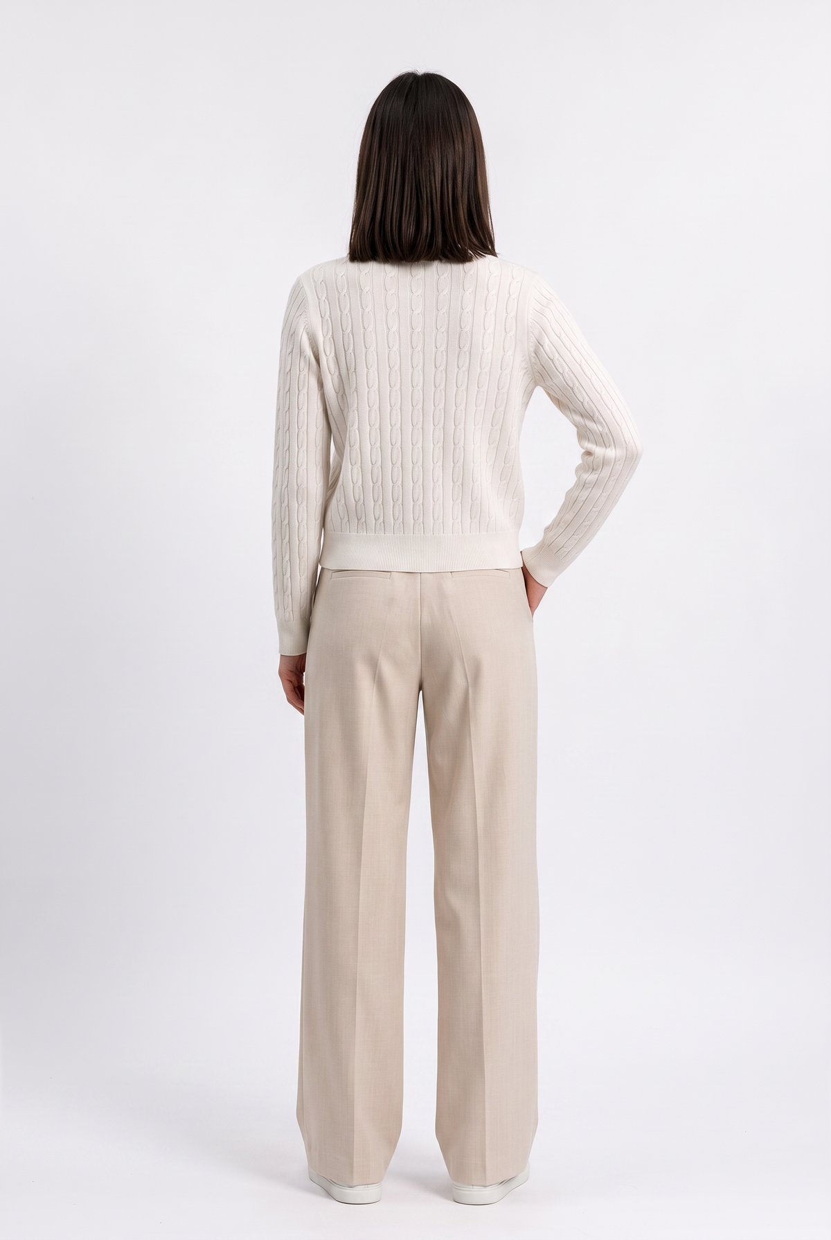 Ivory Cable Knit Cropped Cardigan