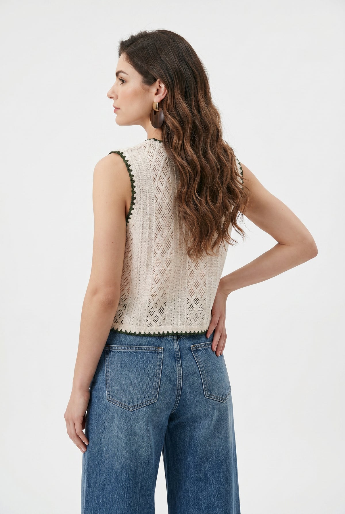 Cream Floral Crochet Embroidered Top
