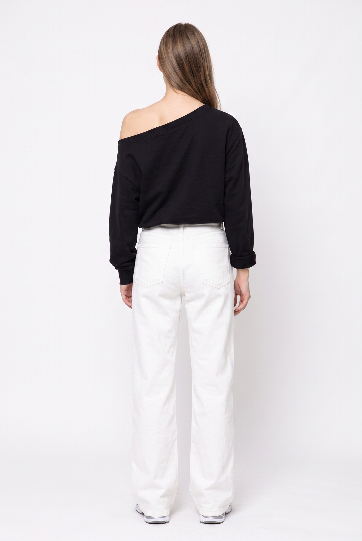 Black Off-Shoulder Cotton Sweatshirt