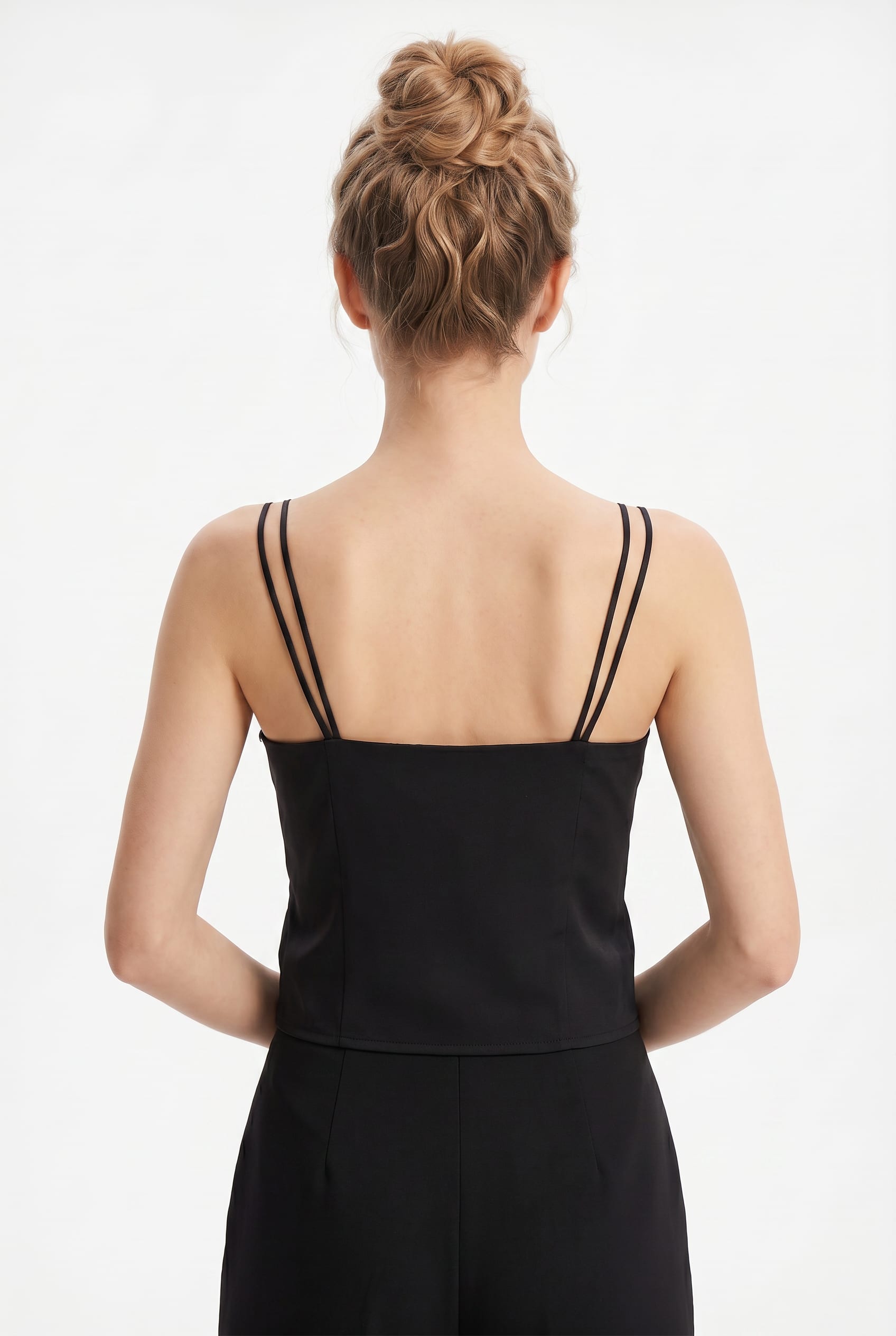 Black Satin Bow Detail Cami Top